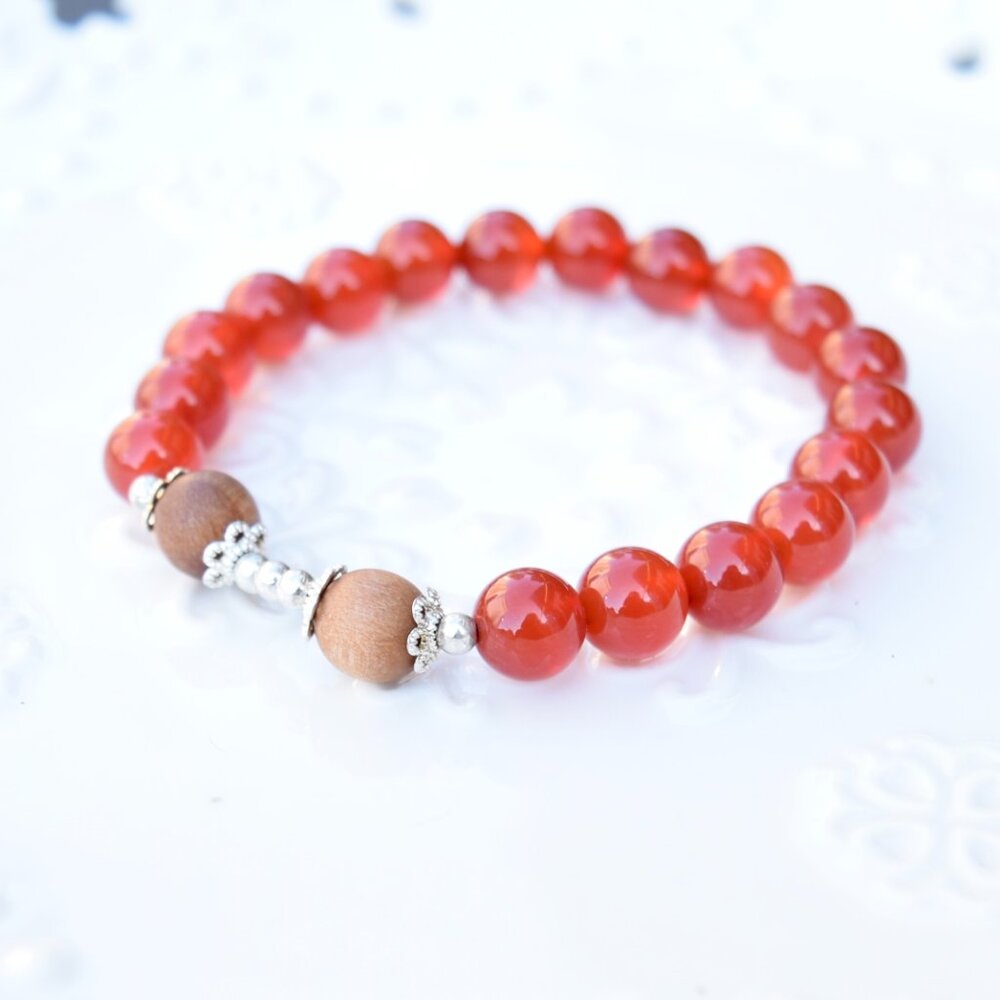 Red Agate Beaded Bracelet